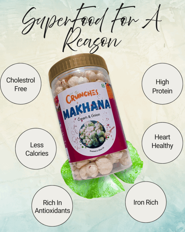 The Crunches Roasted Makhana (Fox Nuts) – Cream & Onion | High-Protein, Fiber-Rich Vegan & Gluten-Free Snack (80g Jar) - Image 6