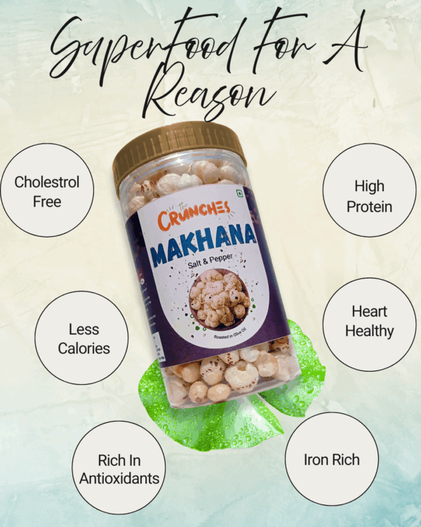 The Crunches Roasted Makhana (Fox Nuts) – Black Pepper | Bold-Spiced High-Protein Snack (Vegan & Gluten-Free) (80g Jar) - Image 6