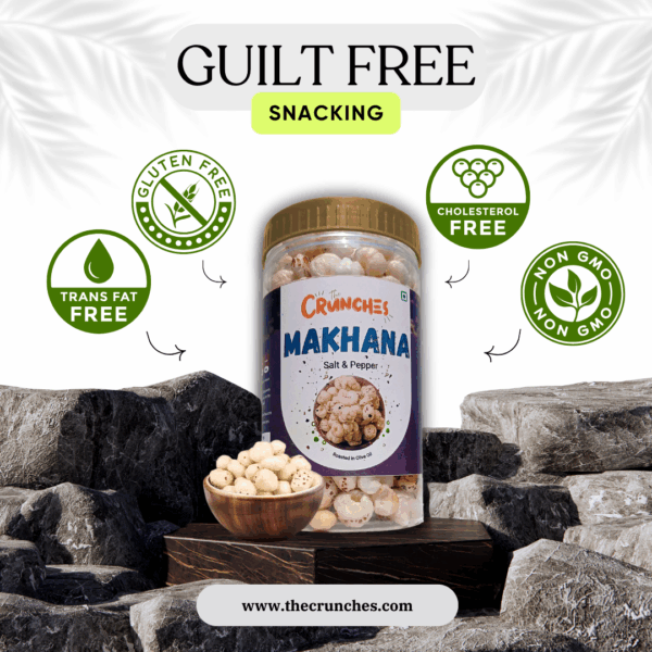The Crunches Roasted Makhana (Fox Nuts) – Black Pepper | Bold-Spiced High-Protein Snack (Vegan & Gluten-Free) (80g Jar) - Image 4