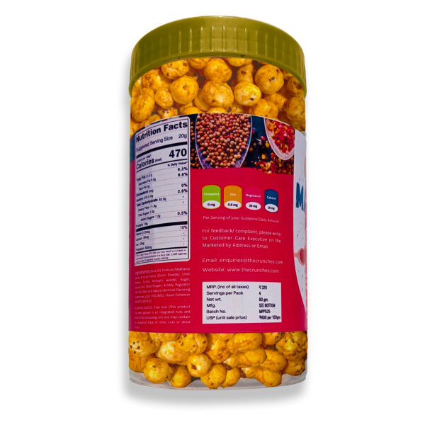 The Crunches Roasted Makhana (Fox Nuts) – Peri Peri | Spicy High-Protein, Fiber-Rich Snack (Vegan & Gluten-Free) (80g Jar) - Image 3
