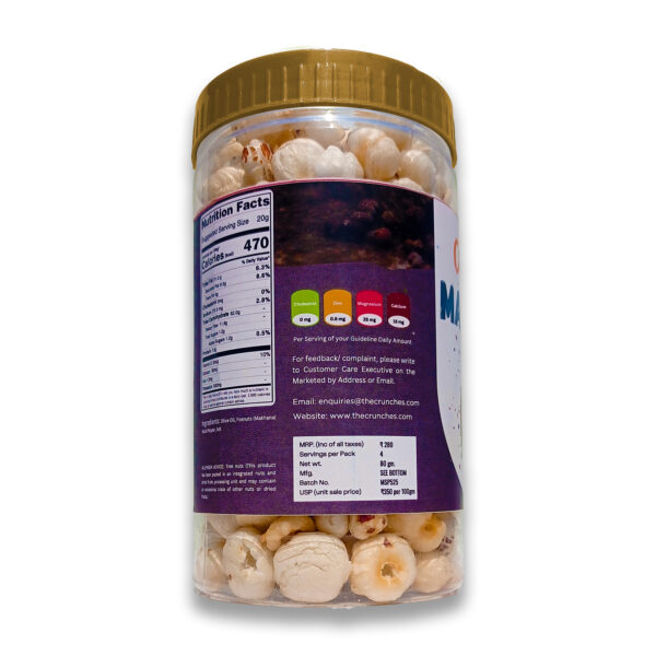 The Crunches Roasted Makhana (Fox Nuts) – Black Pepper | Bold-Spiced High-Protein Snack (Vegan & Gluten-Free) (80g Jar) - Image 2